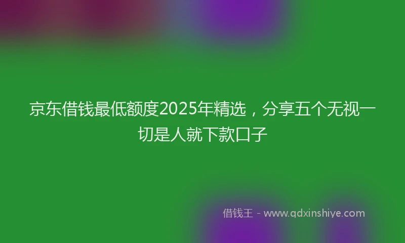 京东借钱最低额度2025年精选，分享五个无视一切是人就下款口子