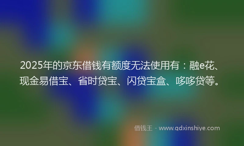 2025年的京东借钱有额度无法使用有：融e花、现金易借宝、省时贷宝、闪贷宝盒、哆哆贷等。
