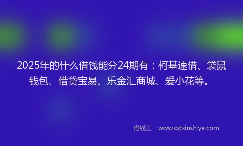 2025年的什么借钱能分24期有：柯基速借、袋鼠钱包、借贷宝易、乐金汇商城、爱小花等。