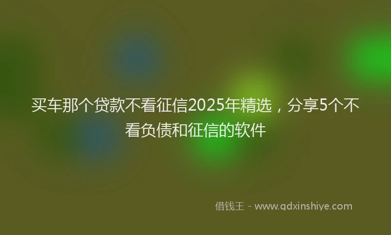买车那个贷款不看征信2025年精选,分享5个不看负债和征信的软件