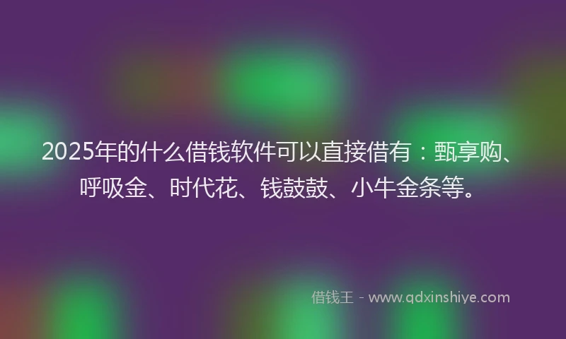 2025年的什么借钱软件可以直接借有：甄享购、呼吸金、时代花、钱鼓鼓、小牛金条等。