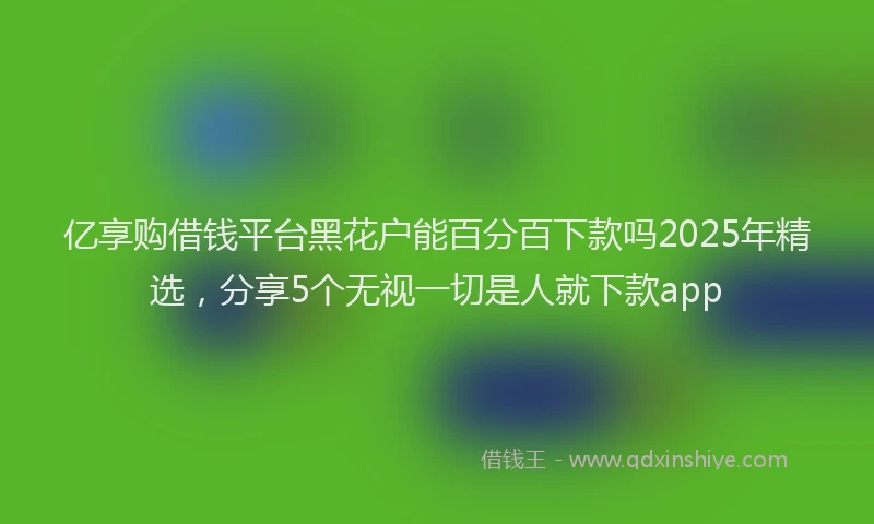 亿享购借钱平台黑花户能百分百下款吗2025年精选，分享5个无视一切是人就下款app