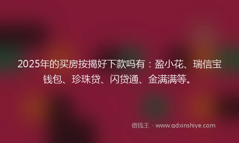 2025年的买房按揭好下款吗有：盈小花、瑞信宝钱包、珍珠贷、闪贷通、金满满等。