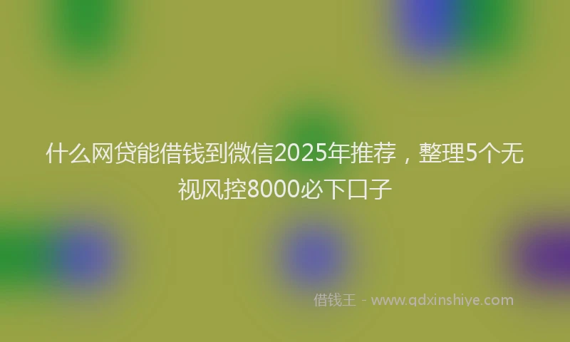什么网贷能借钱到微信2025年推荐，整理5个无视风控8000必下口子