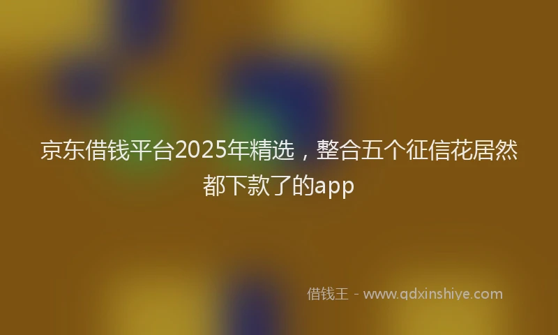 京东借钱平台2025年精选，整合五个征信花居然都下款了的app