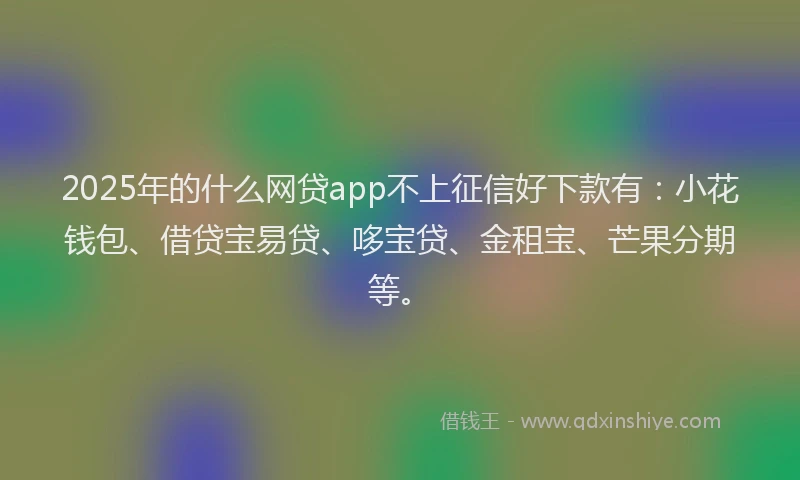 2025年的什么网贷app不上征信好下款有：小花钱包、借贷宝易贷、哆宝贷、金租宝、芒果分期等。