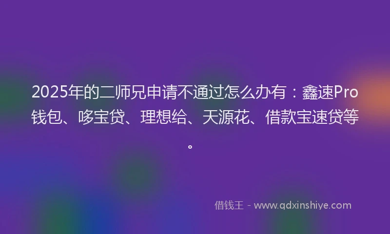 2025年的二师兄申请不通过怎么办有：鑫速Pro钱包、哆宝贷、理想给、天源花、借款宝速贷等。
