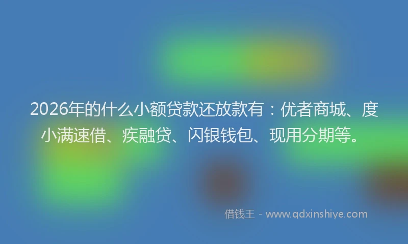2026年的什么小额贷款还放款有：优者商城、度小满速借、疾融贷、闪银钱包、现用分期等。