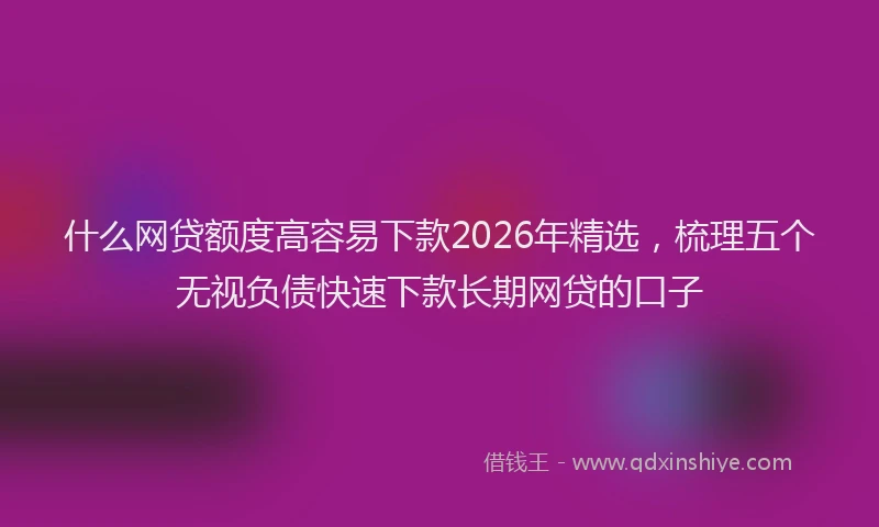 什么网贷额度高容易下款2026年精选，梳理五个无视负债快速下款长期网贷的口子
