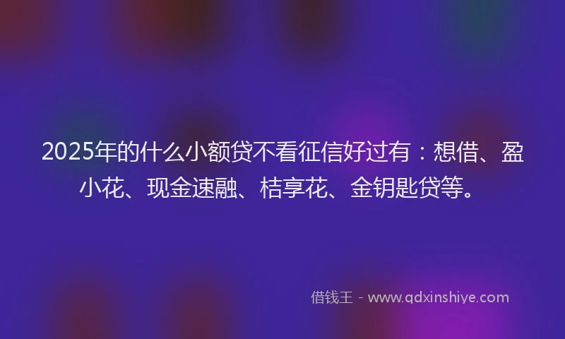 2025年的什么小额贷不看征信好过有:想借、盈小花、现金速融、桔享花、金钥匙贷等。