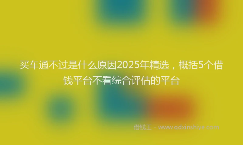 买车通不过是什么原因2025年精选,概括5个借钱平台不看综合评估的平台