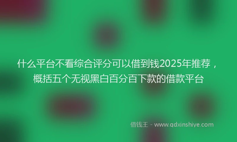 什么平台不看综合评分可以借到钱2025年推荐,概括五个无视黑白百分百下款的借款平台
