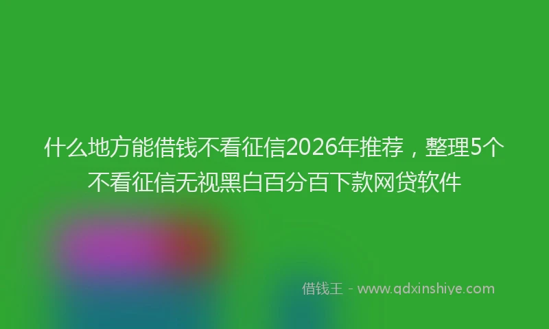 什么地方能借钱不看征信2026年推荐，整理5个不看征信无视黑白百分百下款网贷软件