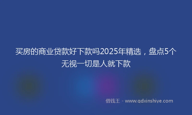买房的商业贷款好下款吗2025年精选，盘点5个无视一切是人就下款