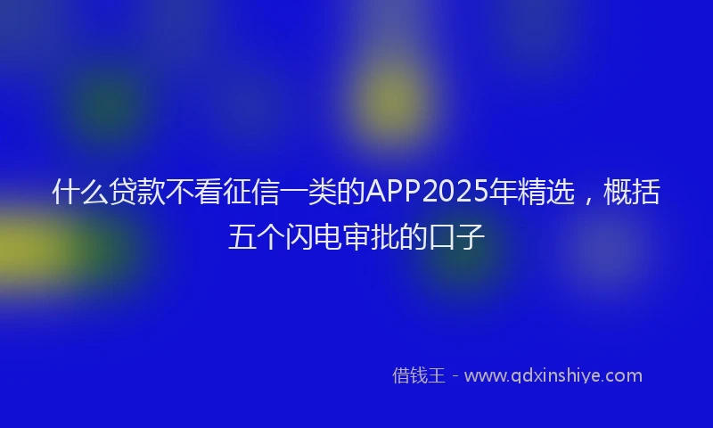 什么贷款不看征信一类的APP2025年精选，概括五个闪电审批的口子