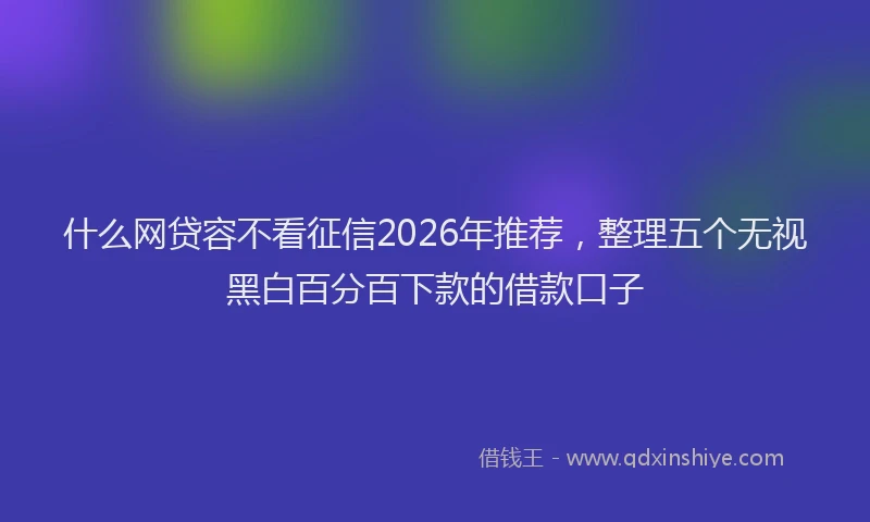什么网贷容不看征信2026年推荐，整理五个无视黑白百分百下款的借款口子