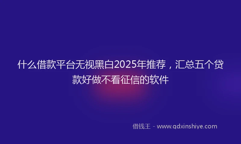 什么借款平台无视黑白2025年推荐，汇总五个贷款好做不看征信的软件