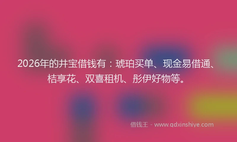 2026年的井宝借钱有：琥珀买单、现金易借通、桔享花、双喜租机、彤伊好物等。