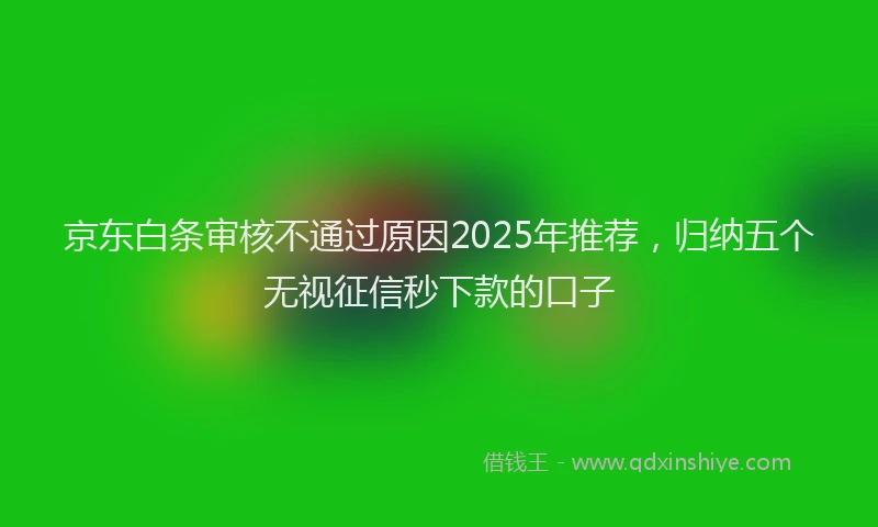 京东白条审核不通过原因2025年推荐，归纳五个无视征信秒下款的口子