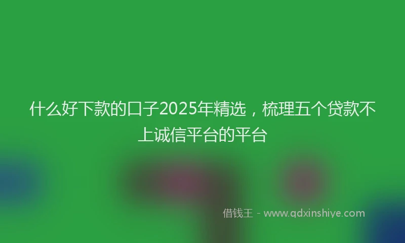 什么好下款的口子2025年精选，梳理五个贷款不上诚信平台的平台