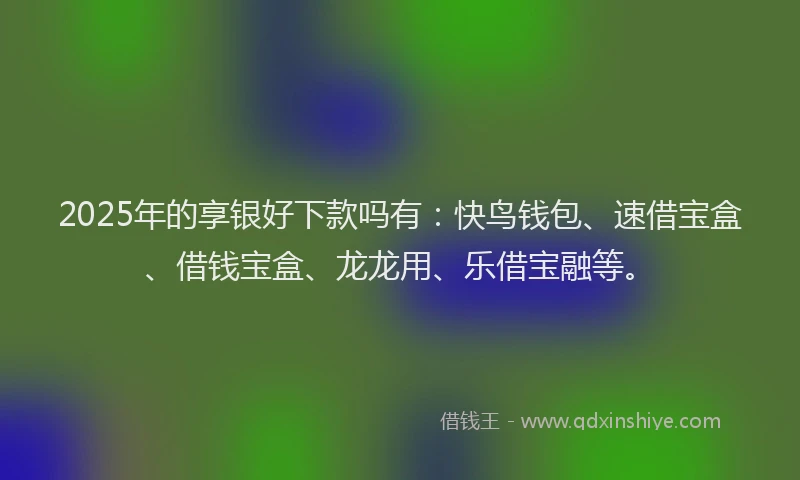 2025年的享银好下款吗有：快鸟钱包、速借宝盒、借钱宝盒、龙龙用、乐借宝融等。