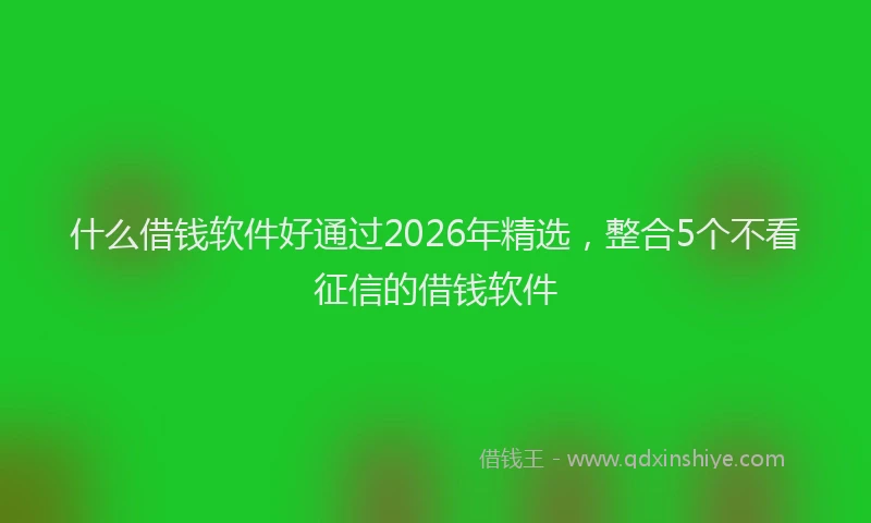 什么借钱软件好通过2026年精选，整合5个不看征信的借钱软件