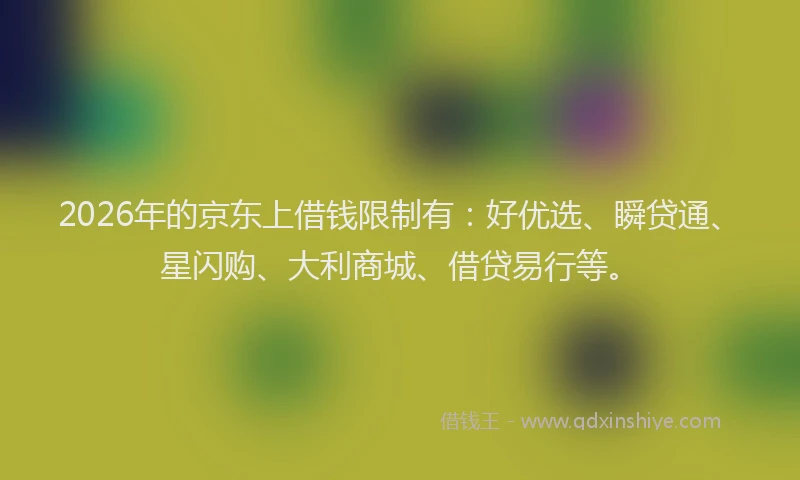 2026年的京东上借钱限制有：好优选、瞬贷通、星闪购、大利商城、借贷易行等。