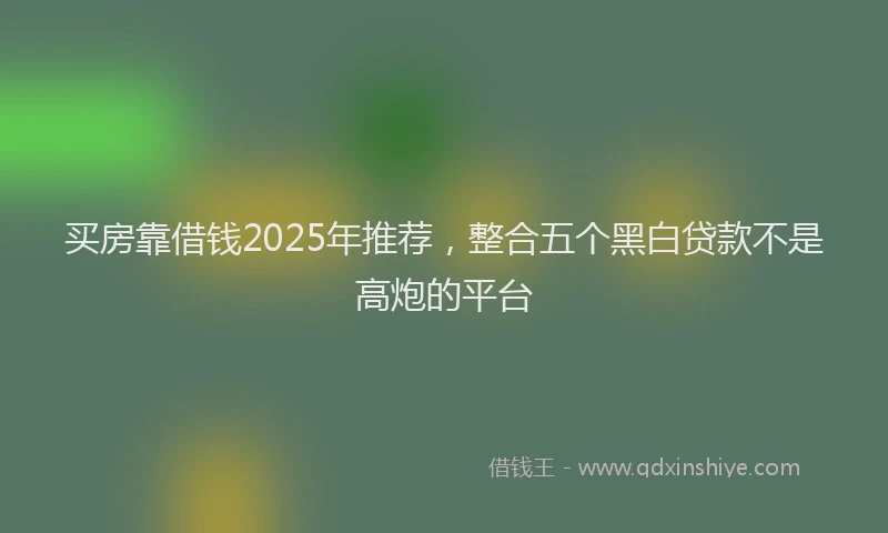 买房靠借钱2025年推荐，整合五个黑白贷款不是高炮的平台