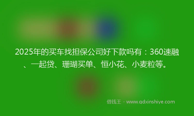 2025年的买车找担保公司好下款吗有:360速融、一起贷、珊瑚买单、恒小花、小麦粒等。