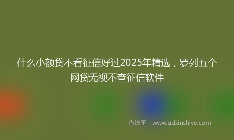 什么小额贷不看征信好过2025年精选，罗列五个网贷无视不查征信软件