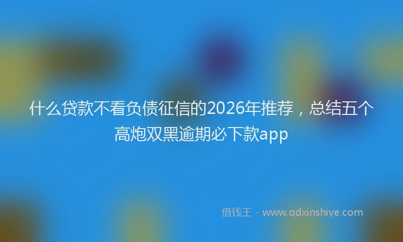 什么贷款不看负债征信的2026年推荐,总结五个高炮双黑逾期必下款app