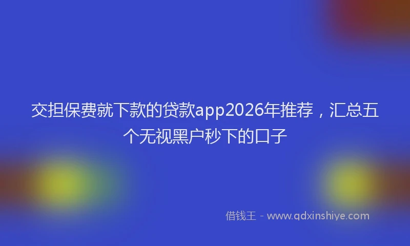 交担保费就下款的贷款app2026年推荐，汇总五个无视黑户秒下的口子