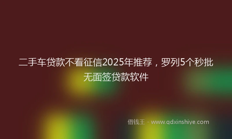 二手车贷款不看征信2025年推荐，罗列5个秒批无面签贷款软件