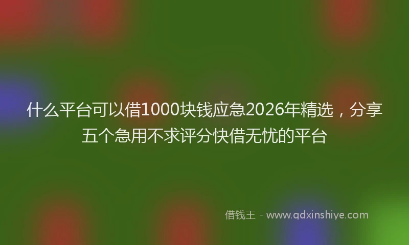 什么平台可以借1000块钱应急2026年精选，分享五个急用不求评分快借无忧的平台