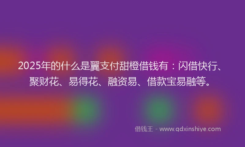 2025年的什么是翼支付甜橙借钱有：闪借快行、聚财花、易得花、融资易、借款宝易融等。