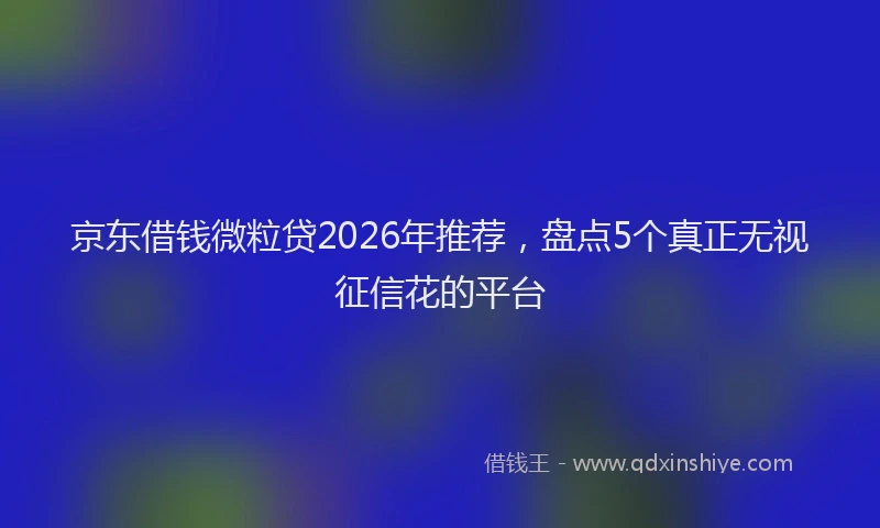 京东借钱微粒贷2026年推荐，盘点5个真正无视征信花的平台