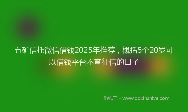 五矿信托微信借钱2025年推荐，概括5个20岁可以借钱平台不查征信的口子