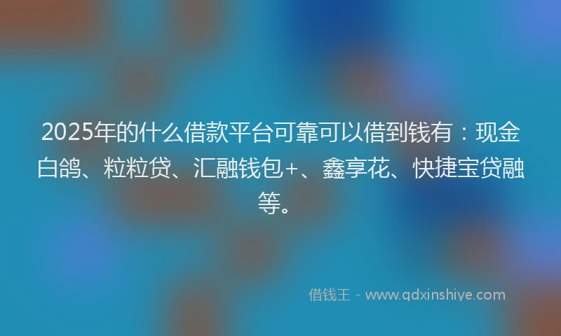 2025年的什么借款平台可靠可以借到钱有：现金白鸽、粒粒贷、汇融钱包+、鑫享花、快捷宝贷融等。