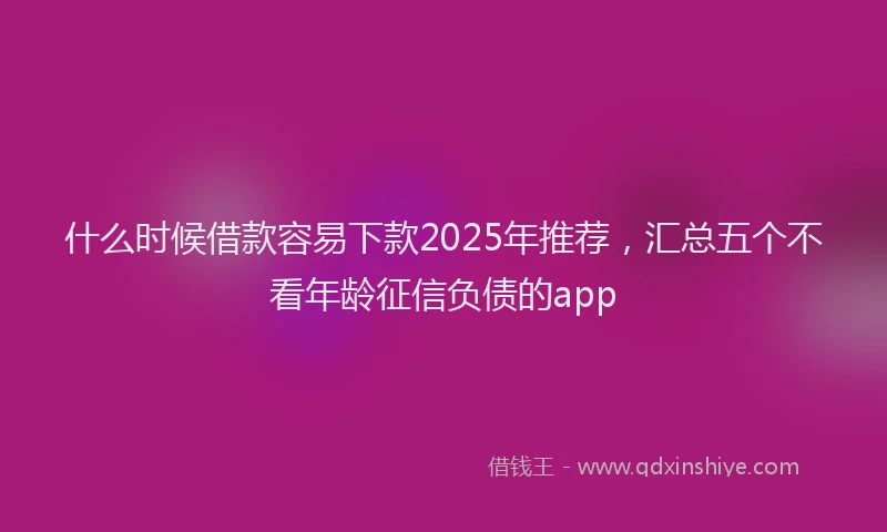 什么时候借款容易下款2025年推荐，汇总五个不看年龄征信负债的app