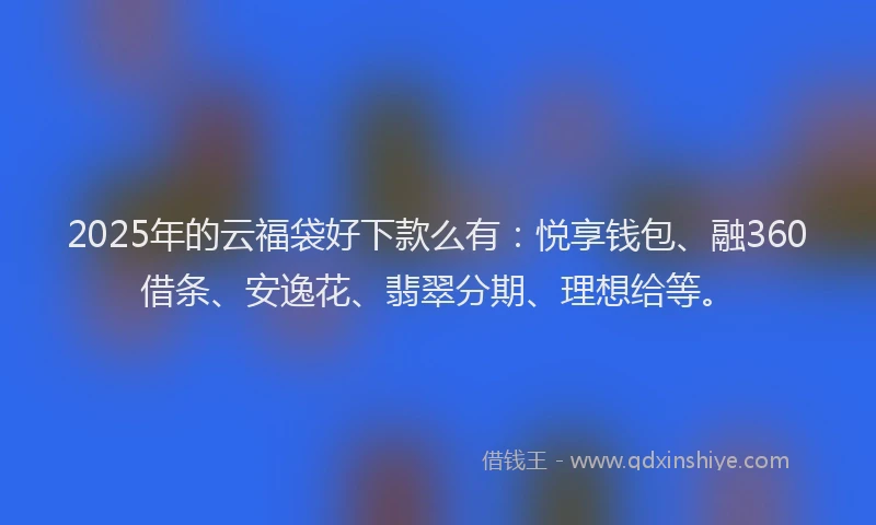 2025年的云福袋好下款么有：悦享钱包、融360借条、安逸花、翡翠分期、理想给等。