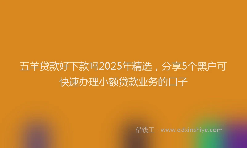 五羊贷款好下款吗2025年精选，分享5个黑户可快速办理小额贷款业务的口子