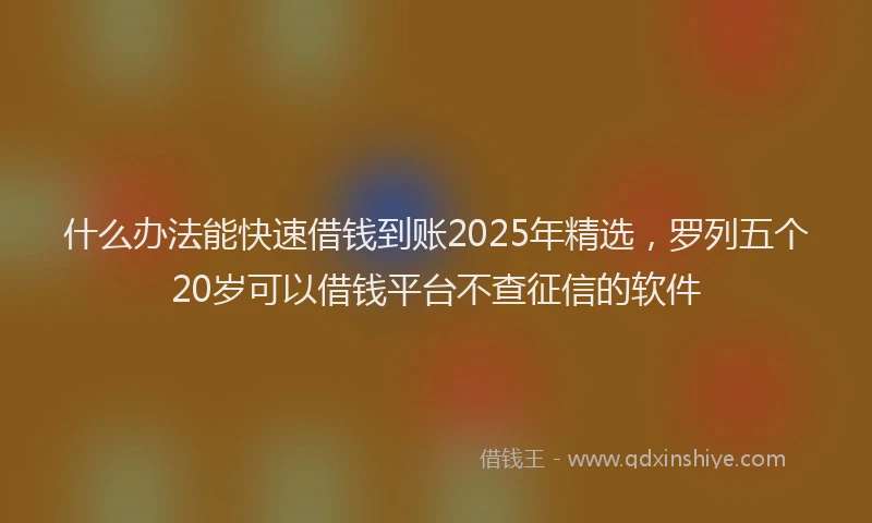 什么办法能快速借钱到账2025年精选，罗列五个20岁可以借钱平台不查征信的软件