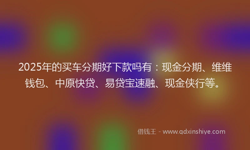 2025年的买车分期好下款吗有：现金分期、维维钱包、中原快贷、易贷宝速融、现金侠行等。