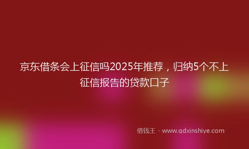 京东借条会上征信吗2025年推荐,归纳5个不上征信报告的贷款口子