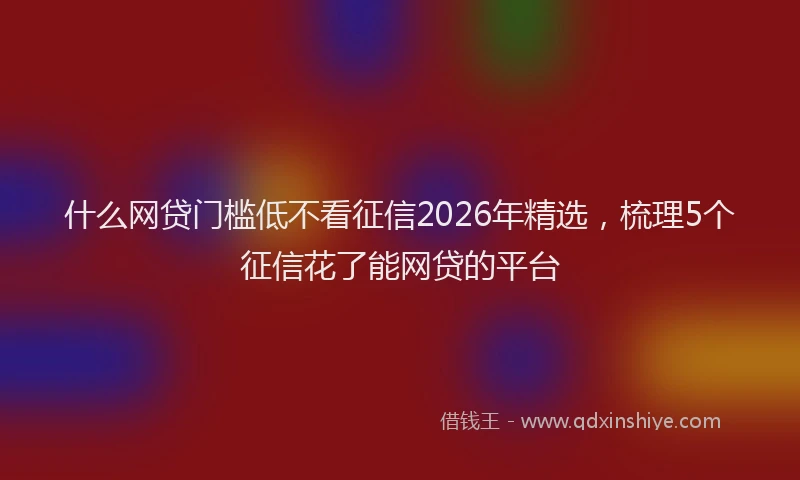 什么网贷门槛低不看征信2026年精选，梳理5个征信花了能网贷的平台