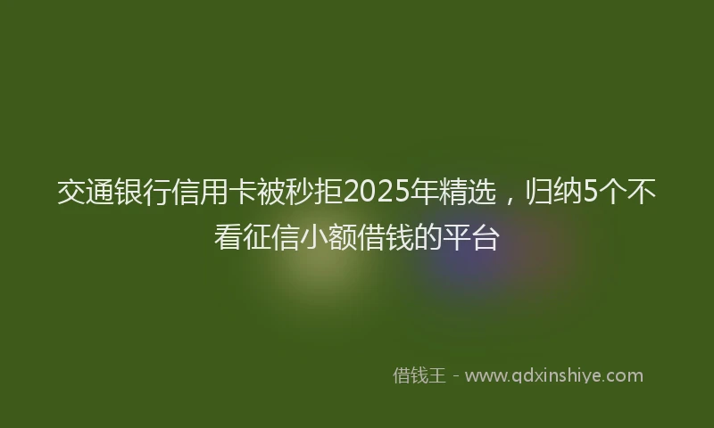 交通银行信用卡被秒拒2025年精选，归纳5个不看征信小额借钱的平台