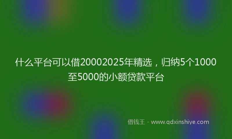 什么平台可以借20002025年精选，归纳5个1000至5000的小额贷款平台
