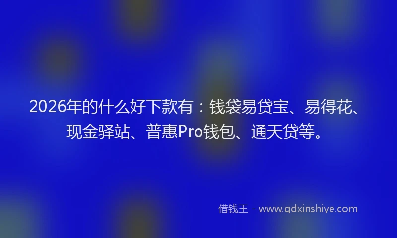 2026年的什么好下款有：钱袋易贷宝、易得花、现金驿站、普惠Pro钱包、通天贷等。