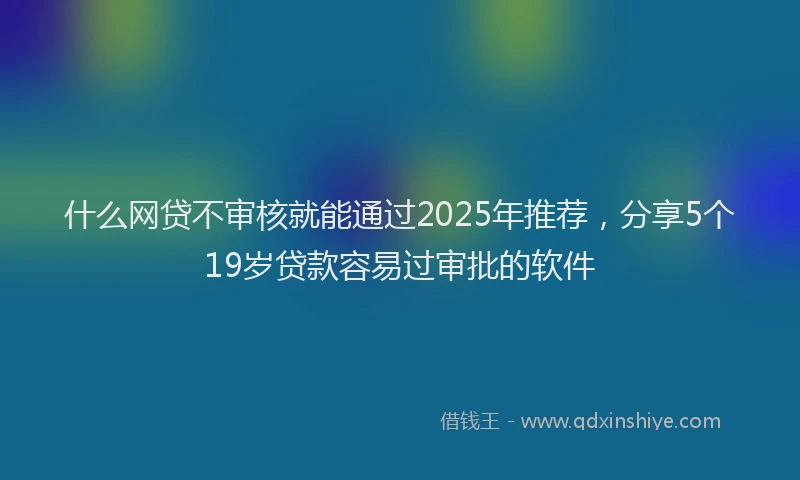 什么网贷不审核就能通过2025年推荐，分享5个19岁贷款容易过审批的软件