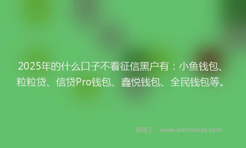 2025年的什么口子不看征信黑户有：小鱼钱包、粒粒贷、信贷Pro钱包、鑫悦钱包、全民钱包等。